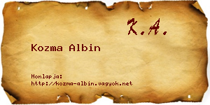 Kozma Albin névjegykártya